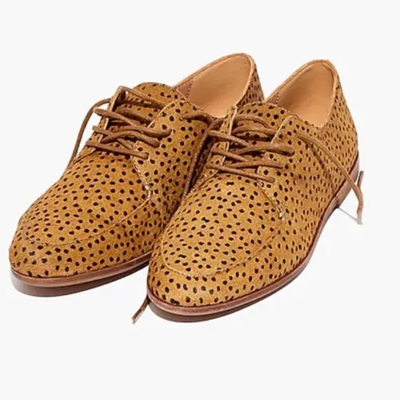 Madewell The Alex Oxford in Spot Dot Calf Hair Shoes Lace Up Animal Print