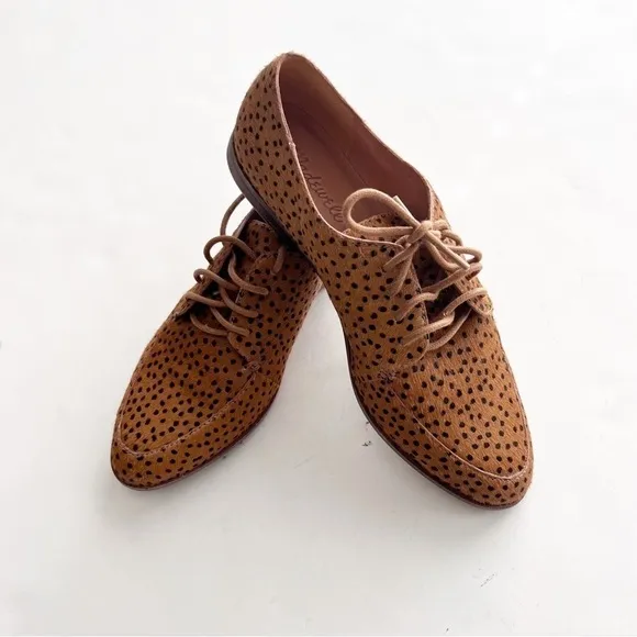 Madewell The Alex Oxford in Spot Dot Calf Hair Shoes Lace Up Animal Print