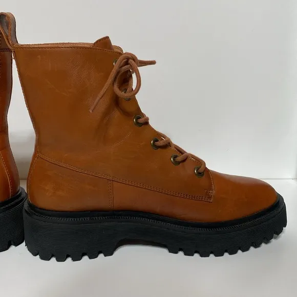 Madewell The Rayna Lace Up Leather Boots