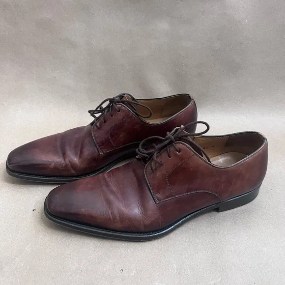 Magnanni Leather Lace Up Derby Oxford Men’s Brown Dress Shoes 13275 8.5 M