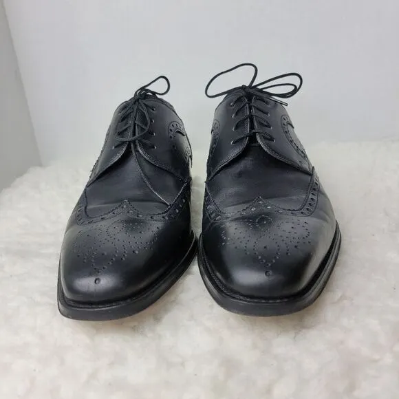 Magnanni Mens Shoes  Size 8.5  Brogue Wingtip Black Leather Derby Oxford 13974