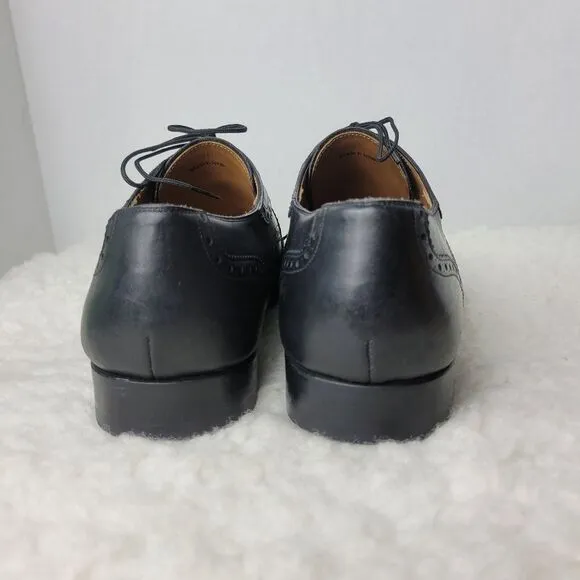 Magnanni Mens Shoes  Size 8.5  Brogue Wingtip Black Leather Derby Oxford 13974