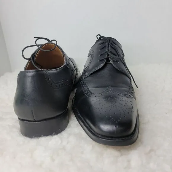 Magnanni Mens Shoes  Size 8.5  Brogue Wingtip Black Leather Derby Oxford 13974