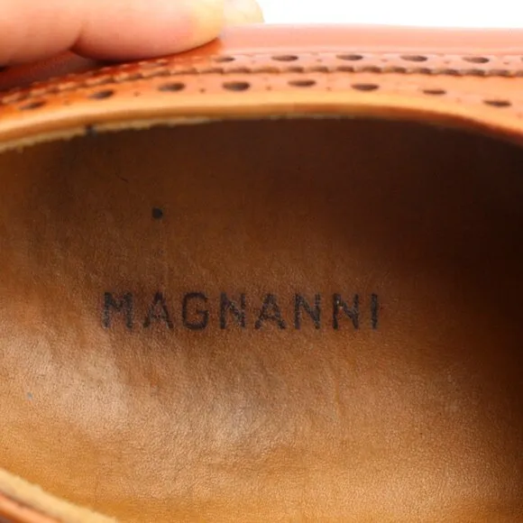 Magnanni Wingtip Men's 11.5 M Brown Leather Derby Oxford Dress Shoes Made Spain