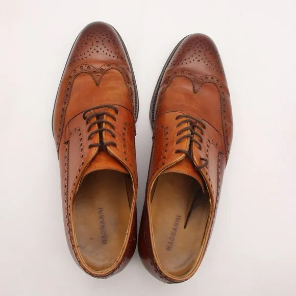 Magnanni Wingtip Men's 11.5 M Brown Leather Derby Oxford Dress Shoes Made Spain
