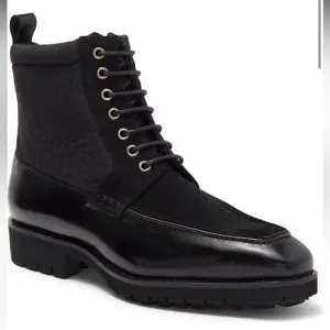 Maison Forte Stonegate Lug Black Lace Up High Top Boots Size 9.5 NWOB
