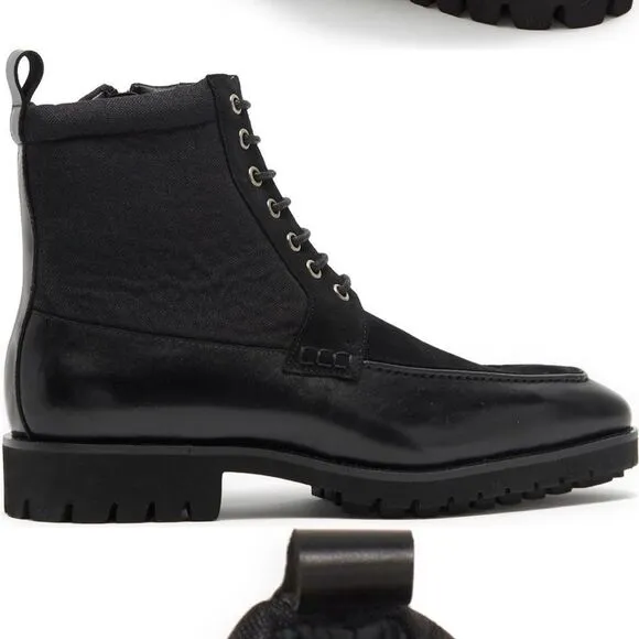 Maison Forte Stonegate Lug Black Lace Up High Top Boots Size 9.5 NWOB