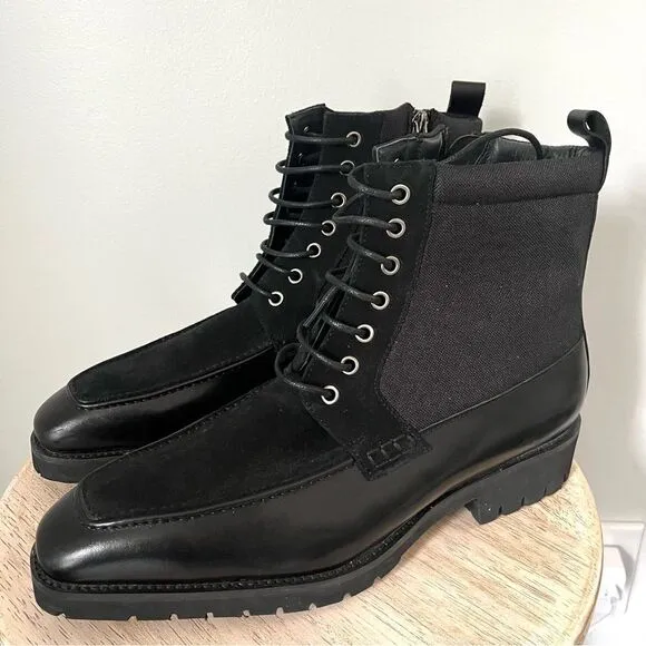 Maison Forte Stonegate Lug Black Lace Up High Top Boots Size 9.5 NWOB