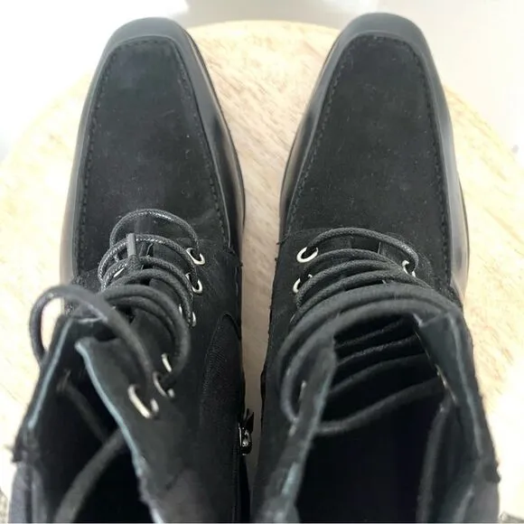 Maison Forte Stonegate Lug Black Lace Up High Top Boots Size 9.5 NWOB
