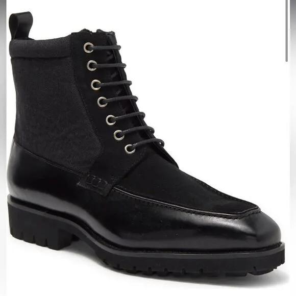 Maison Forte Stonegate Lug Black Lace Up High Top Boots Size 9.5 NWOB