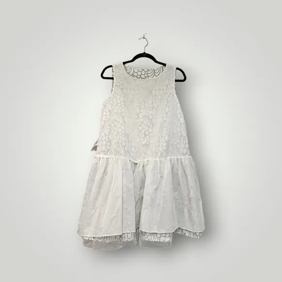 MAJE‎ Dress Womens Size 3 US Large    Reflet Embroidered In Blanc Boat Neck New