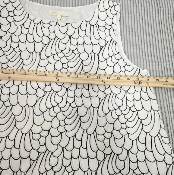 MAJE‎ Dress Womens Size 3 US Large    Reflet Embroidered In Blanc Boat Neck New
