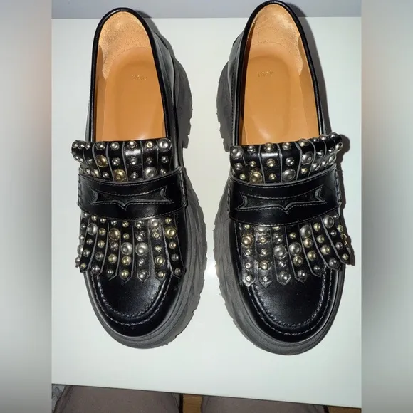 Maje Platform moccasins with studs, pre-owned, size 38