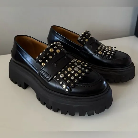Maje Platform moccasins with studs, pre-owned, size 38