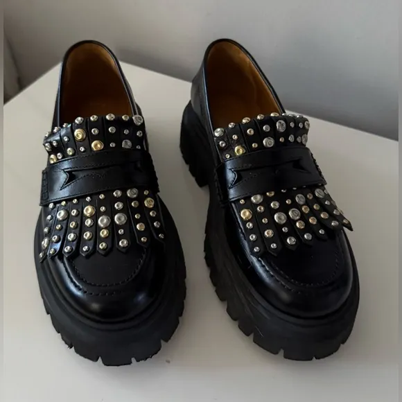 Maje Platform moccasins with studs, pre-owned, size 38