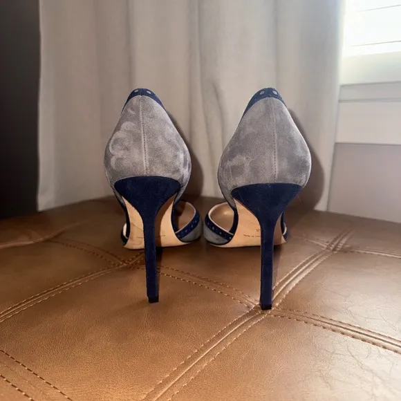 Manolo Blahnik Blue and Gray Elegant Heels