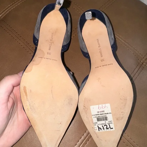 Manolo Blahnik Blue and Gray Elegant Heels
