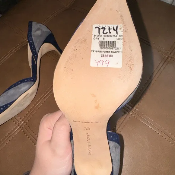 Manolo Blahnik Blue and Gray Elegant Heels