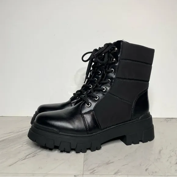 Marc Fisher Adie Chunky Lug Sole Black Combat Boot 9.5 M