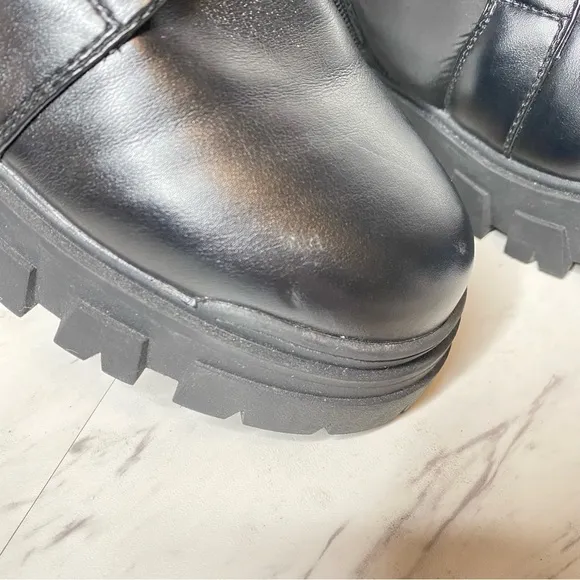 Marc Fisher Adie Chunky Lug Sole Black Combat Boot 9.5 M