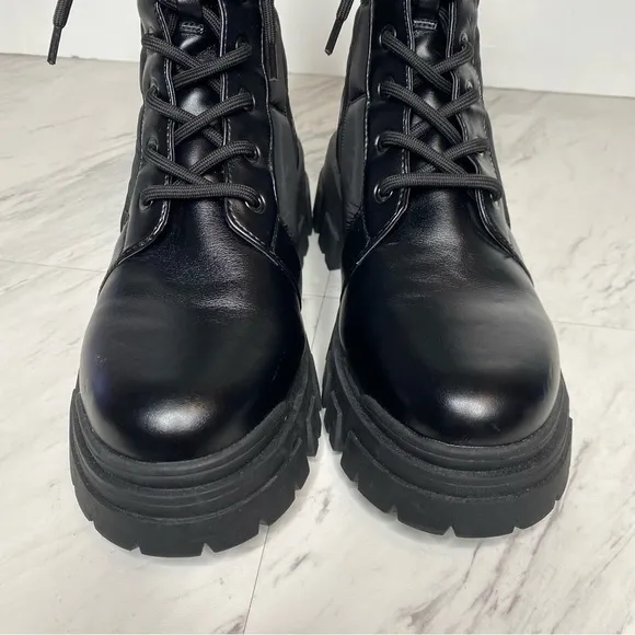 Marc Fisher Adie Chunky Lug Sole Black Combat Boot 9.5 M