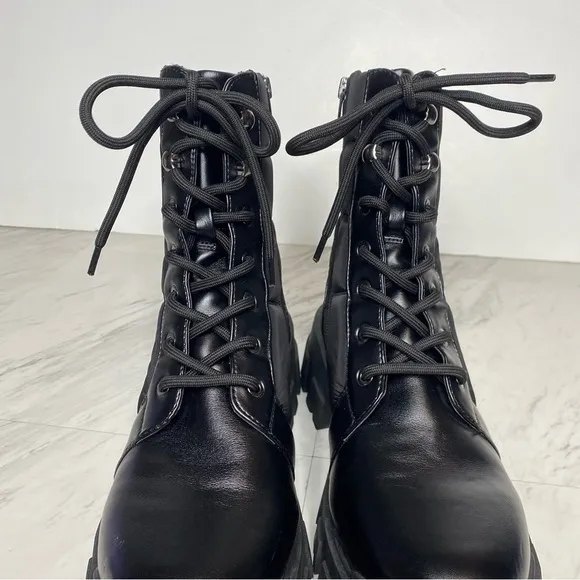 Marc Fisher Adie Chunky Lug Sole Black Combat Boot 9.5 M