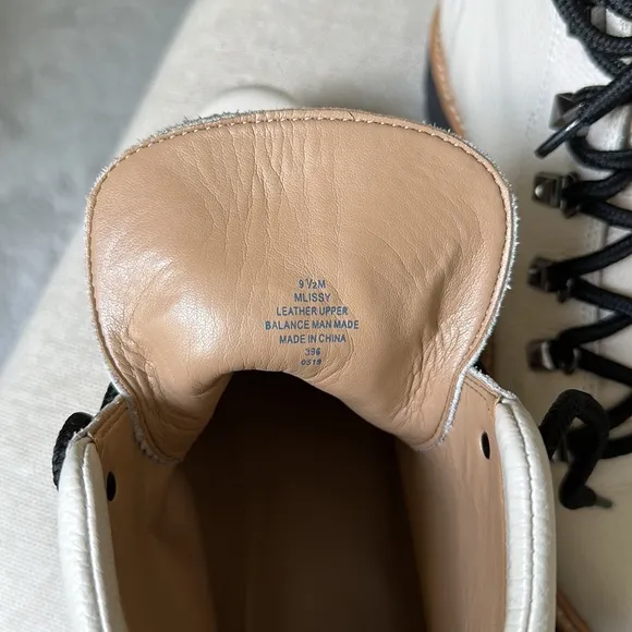 Marc Fisher Cream Pebbled Leather Lace-Up Combat Boots