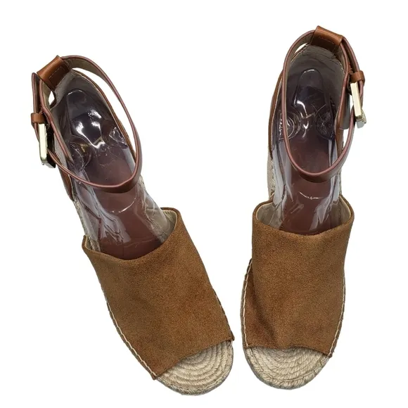Marc Fisher | Ladalyn Brown Genuine Suede Leather Espadrille Wedges Women's 11