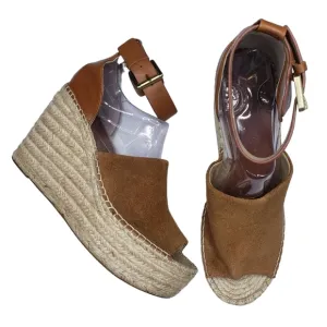 Marc Fisher | Ladalyn Brown Genuine Suede Leather Espadrille Wedges Women's 11