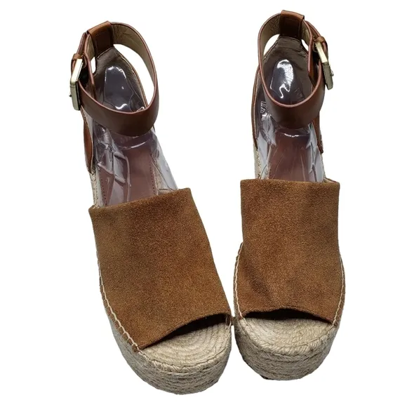 Marc Fisher | Ladalyn Brown Genuine Suede Leather Espadrille Wedges Women's 11