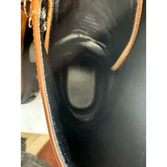 Marc Fisher LTD Happy Leather Boots Lace up Combat Tan Size 5.5