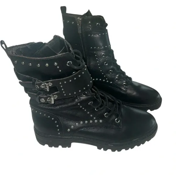 Marc Fisher LTD JOSETTE Combat Stud Lug Boots 6