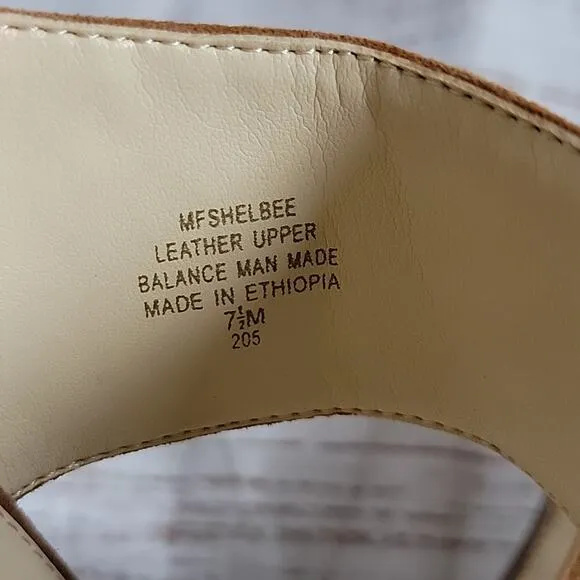 Marc Fisher Tawny Tan Suede Platform Sandal Slip On Shelbee Wedges Size 7.5