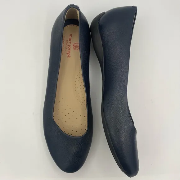 MARC JOSEPH leather cushion navy blue slip on flats women Size 7 1/2