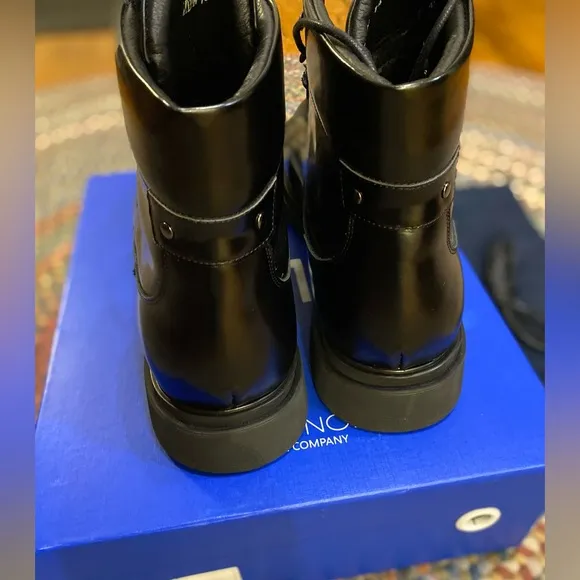 Marc Nolan Aiden Black Patent Leather Combat Boots