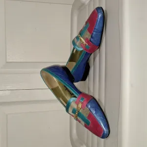 Margaret J patchwork leather slip-on flats gold fish accents - 7 ½