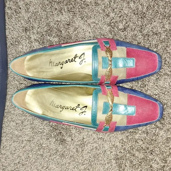 Margaret J patchwork leather slip-on flats gold fish accents - 7 ½