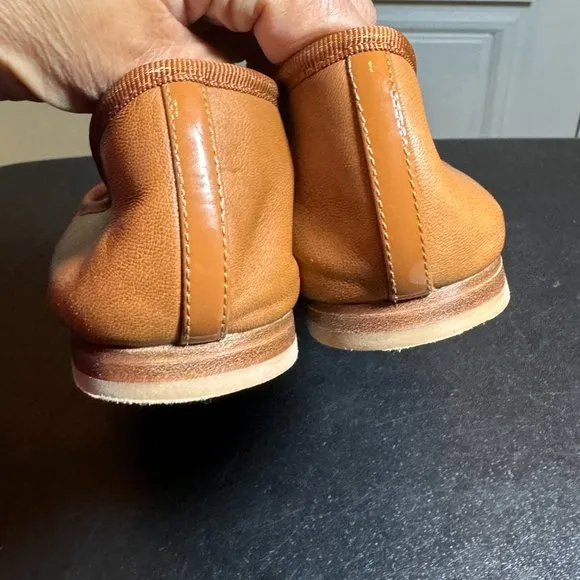 margaux EUR 37 US 7 tan demi saddle nappa round toe flats