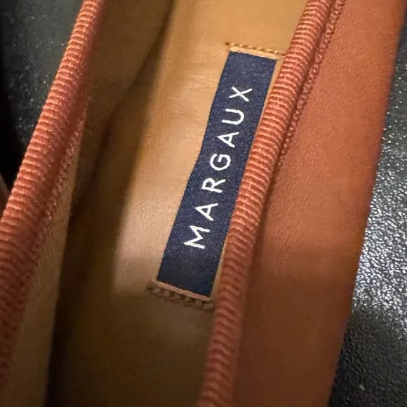 margaux EUR 37 US 7 tan demi saddle nappa round toe flats
