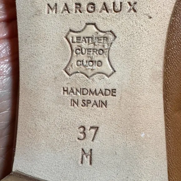 margaux EUR 37 US 7 tan demi saddle nappa round toe flats