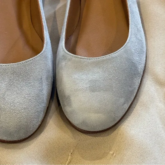 Margaux Womens Classic Round Toe Ballet Flats Suede Stone Gray 42 N 11 Narrow