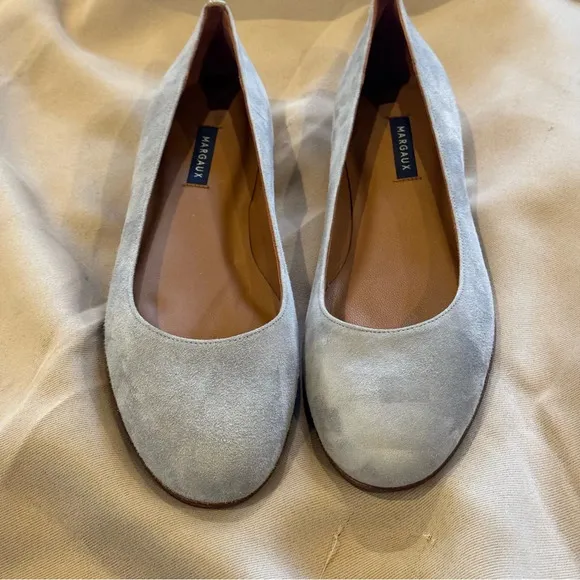 Margaux Womens Classic Round Toe Ballet Flats Suede Stone Gray 42 N 11 Narrow