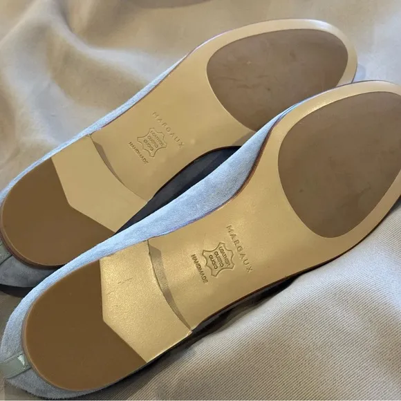 Margaux Womens Classic Round Toe Ballet Flats Suede Stone Gray 42 N 11 Narrow