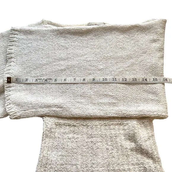 Marisa Minicucci Women Cropped Fitted Boat Neck White Bell Sleeves Sweater Sz S