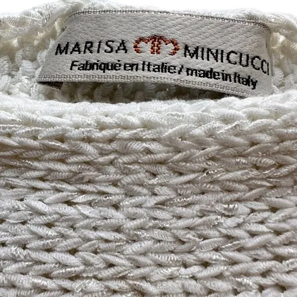 Marisa Minicucci Women Cropped Fitted Boat Neck White Bell Sleeves Sweater Sz S