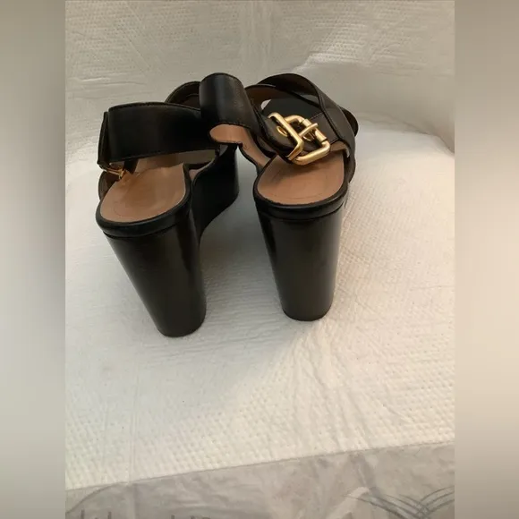 Marni Black Leather Crisscross Wedges Platform With Buckle Sandal Size 39​​