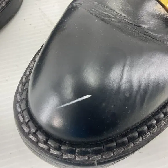 MARNI Black Leather Oxford Hook &amp; Loop Dress Shoes Unisex Kids 3.5 Preowned