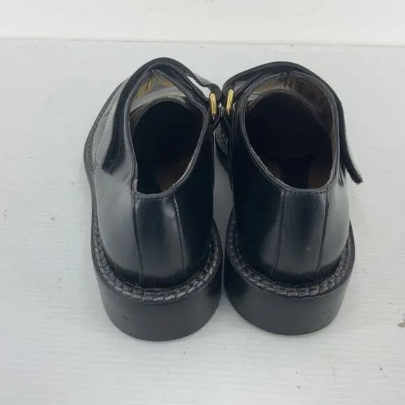 MARNI Black Leather Oxford Hook &amp; Loop Dress Shoes Unisex Kids 3.5 Preowned