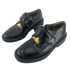 MARNI Black Leather Oxford Hook &amp; Loop Dress Shoes Unisex Kids 3.5 Preowned