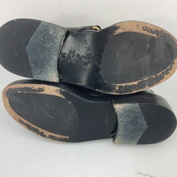 MARNI Black Leather Oxford Hook &amp; Loop Dress Shoes Unisex Kids 3.5 Preowned